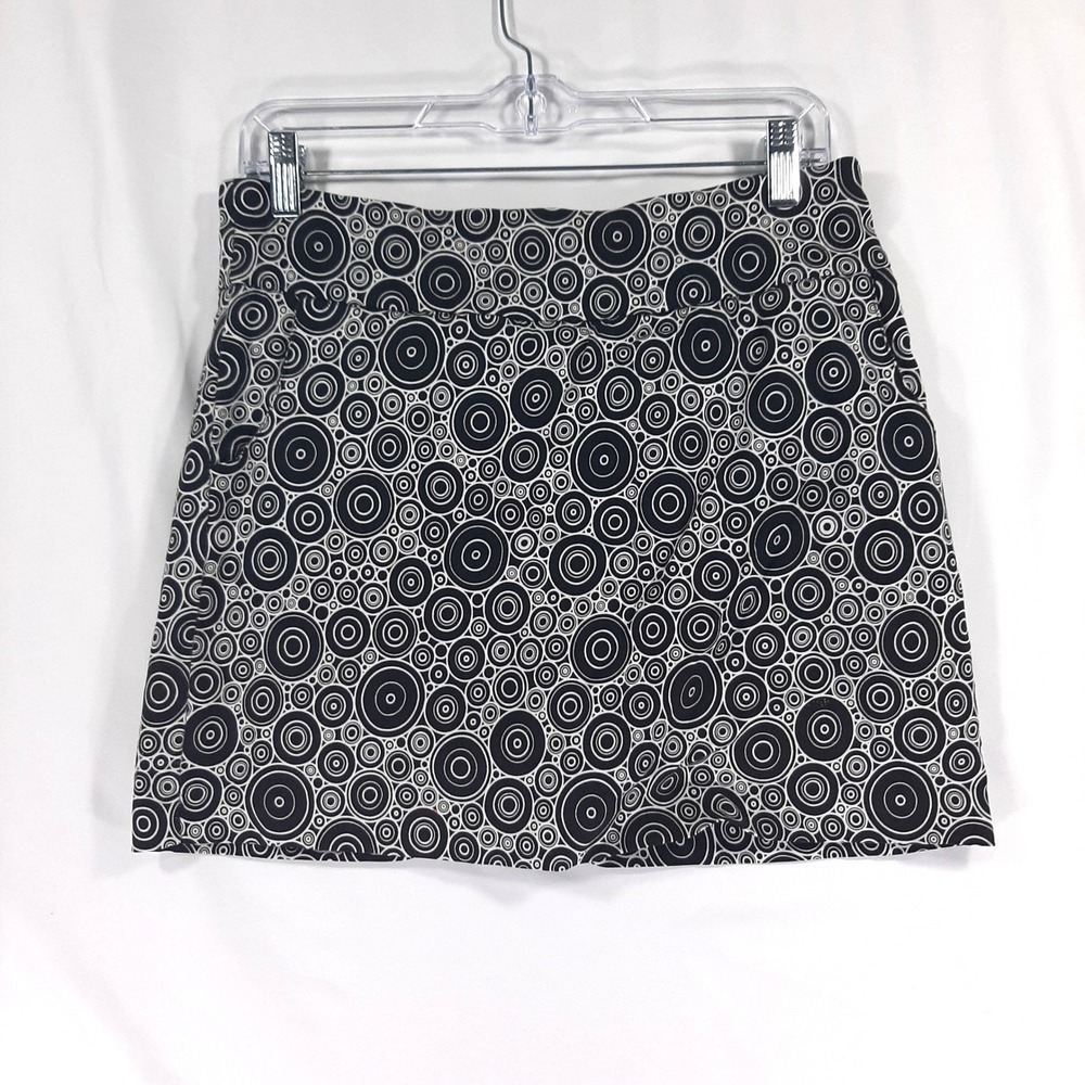Zac & Rachel Geometric Concentric Circle Black White Mini Skirt Skorts Womens